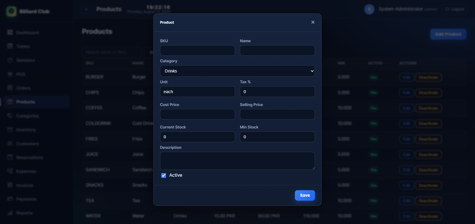 Add product form