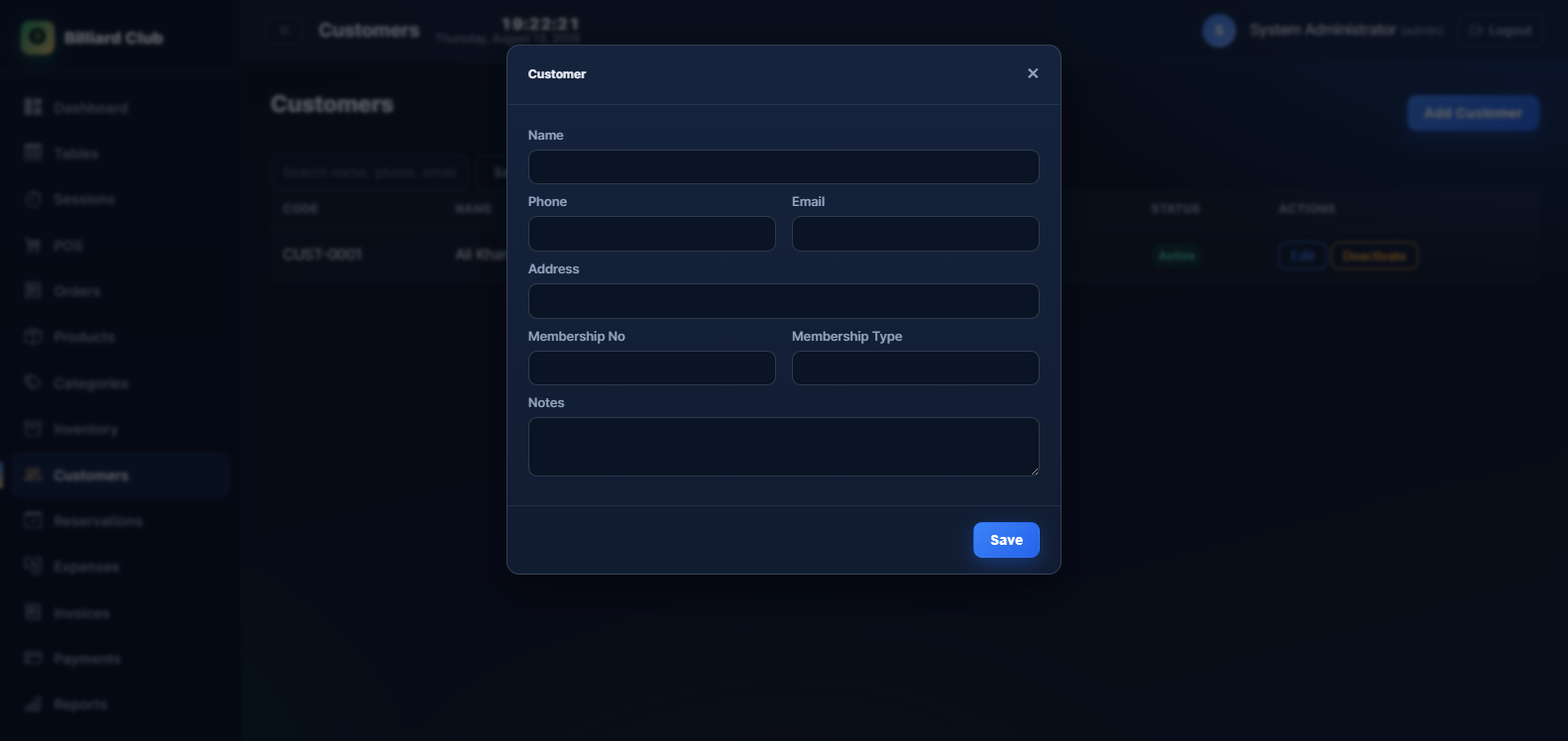 Add customer form