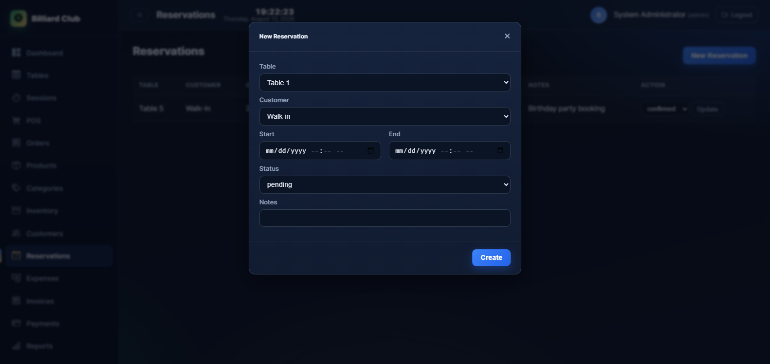 Add reservation form