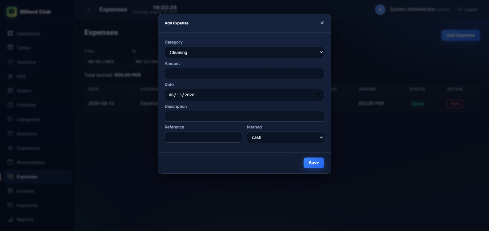 Add expense form