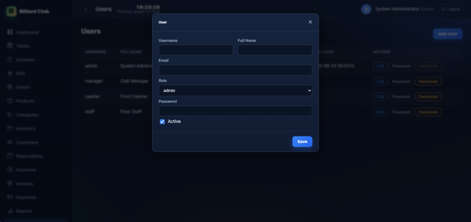 Add user form